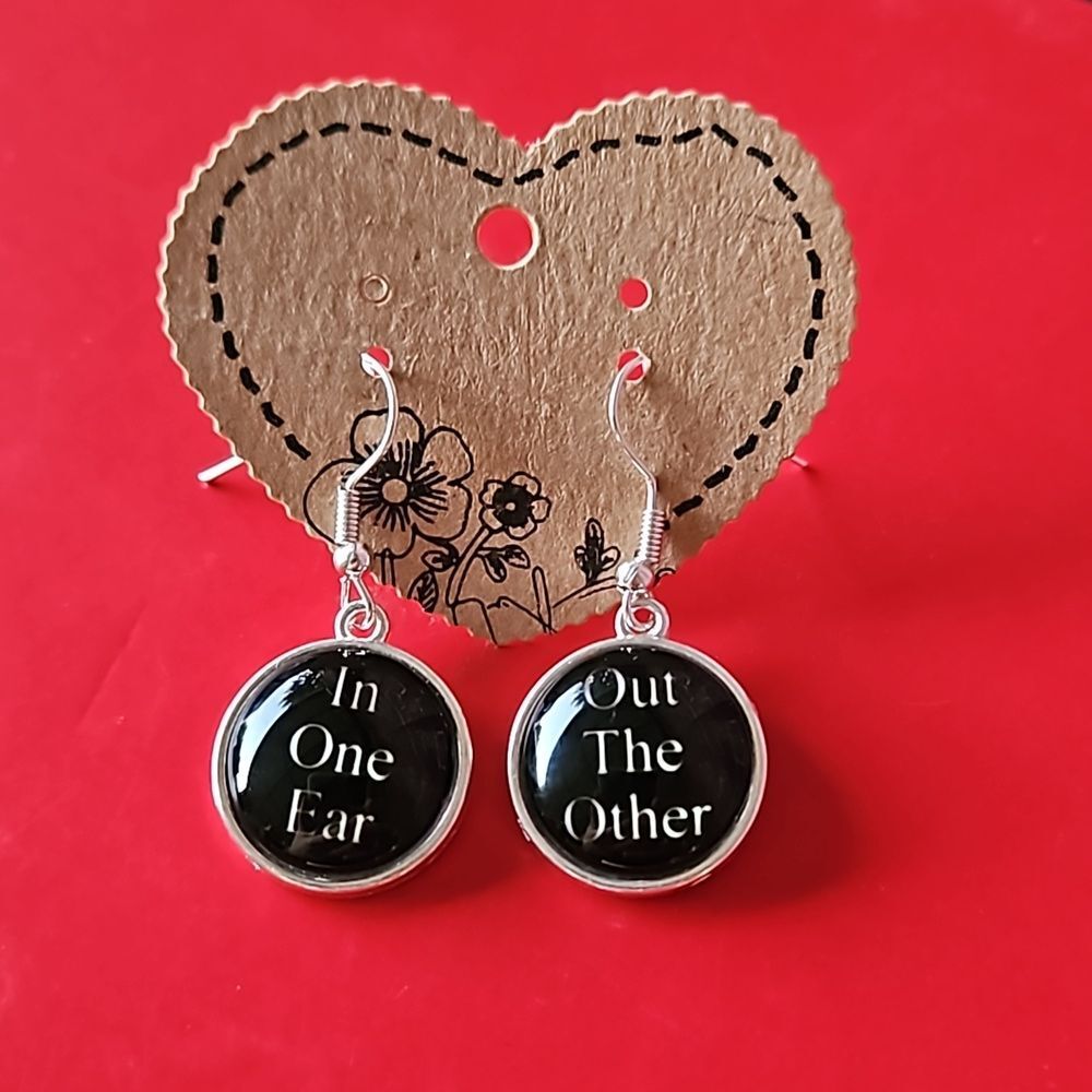 In One 🎁 Ear Out The Other Black & White Earrings New in Package